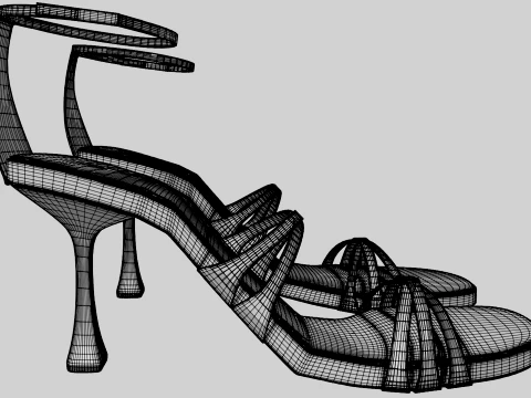 Round-Toe Ankle-Strap Spool-Heel Stiletto Sandals 11 3D Model