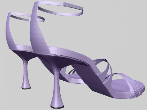 Round-Toe Ankle-Strap Spool-Heel Stiletto Sandals 11 3D Model