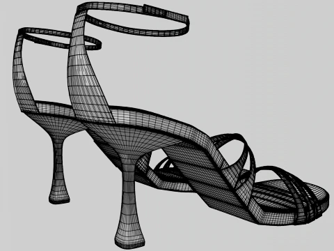 Round-Toe Ankle-Strap Spool-Heel Stiletto Sandals 11 3D Model
