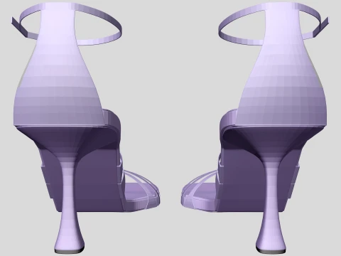 Round-Toe Ankle-Strap Spool-Heel Stiletto Sandals 11 3D Model