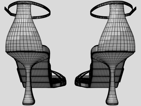 Round-Toe Ankle-Strap Spool-Heel Stiletto Sandals 11 3D Model