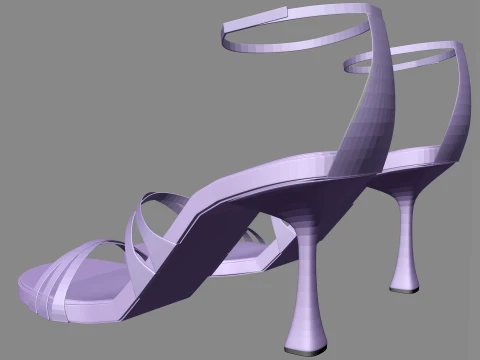 Round-Toe Ankle-Strap Spool-Heel Stiletto Sandals 11 3D Model