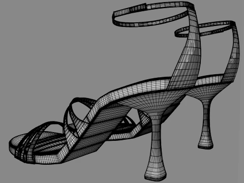 Round-Toe Ankle-Strap Spool-Heel Stiletto Sandals 11 3D Model