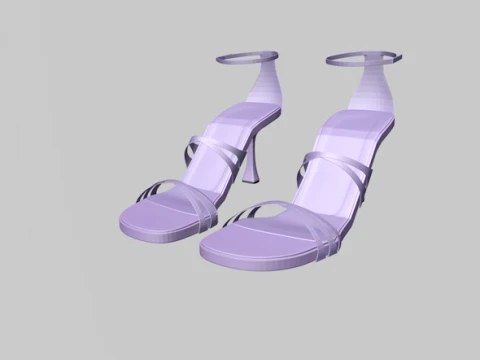 Round-Toe Ankle-Strap Spool-Heel Stiletto Sandals 11 3D Model