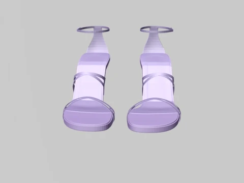 Round-Toe Ankle-Strap Spool-Heel Stiletto Sandals 11 3D Model