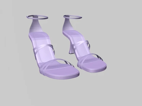 Round-Toe Ankle-Strap Spool-Heel Stiletto Sandals 11 3D Model