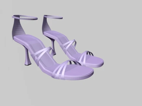 Round-Toe Ankle-Strap Spool-Heel Stiletto Sandals 11 3D Model