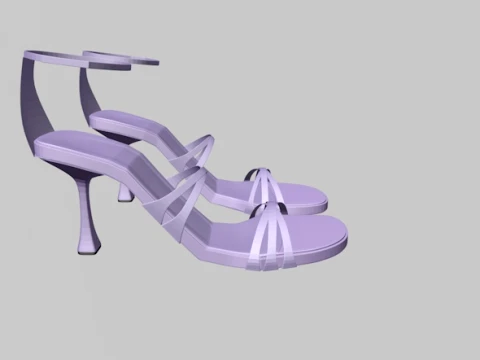 Round-Toe Ankle-Strap Spool-Heel Stiletto Sandals 11 3D Model