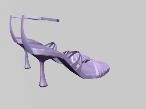 Round-Toe Ankle-Strap Spool-Heel Stiletto Sandals 11 3D Model