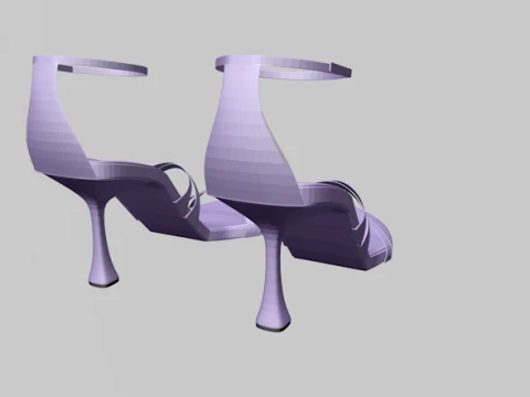 Round-Toe Ankle-Strap Spool-Heel Stiletto Sandals 11 3D Model