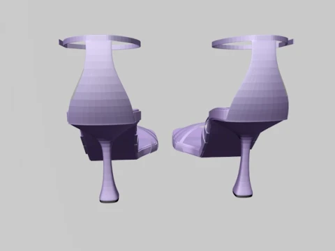 Round-Toe Ankle-Strap Spool-Heel Stiletto Sandals 11 3D Model