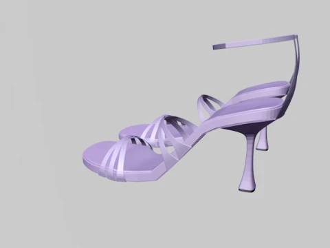 Round-Toe Ankle-Strap Spool-Heel Stiletto Sandals 11 3D Model
