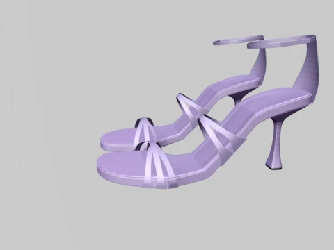 Round-Toe Ankle-Strap Spool-Heel Stiletto Sandals 11 3D Model