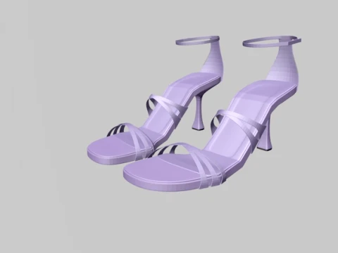 Round-Toe Ankle-Strap Spool-Heel Stiletto Sandals 11 3D Model