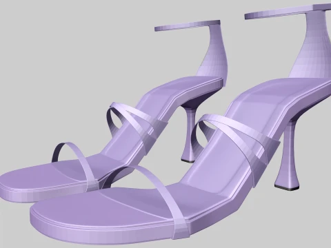 Sandały na szpilce z okrągłym noskiem i paskiem na kostce 12 Model 3D