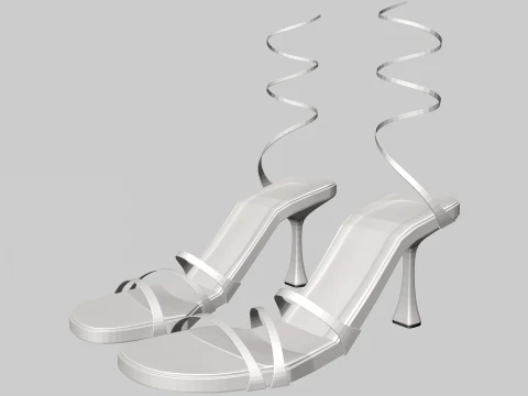 Round-Toe Ankle-Strap Spool-Heel Stiletto Sandals 13 3D Model