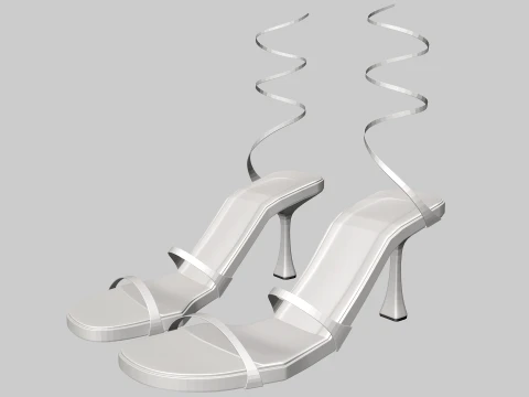Round-Toe Ankle-Strap Spool-Heel Stiletto Sandals 14 3D Model