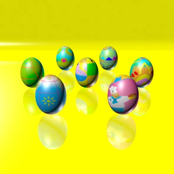 Easter eggs set 04 3D Model .c4d .max .obj .3ds .fbx .stl .blend 