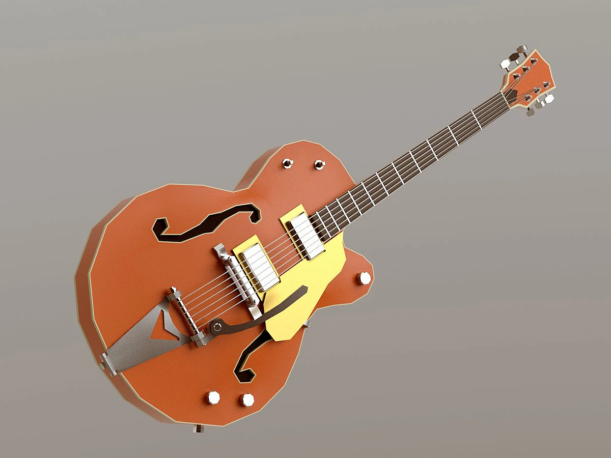 gretsch 6120 guitar lowpoly 3D Model .c4d .max .obj .3ds .fbx .stl .blend 
