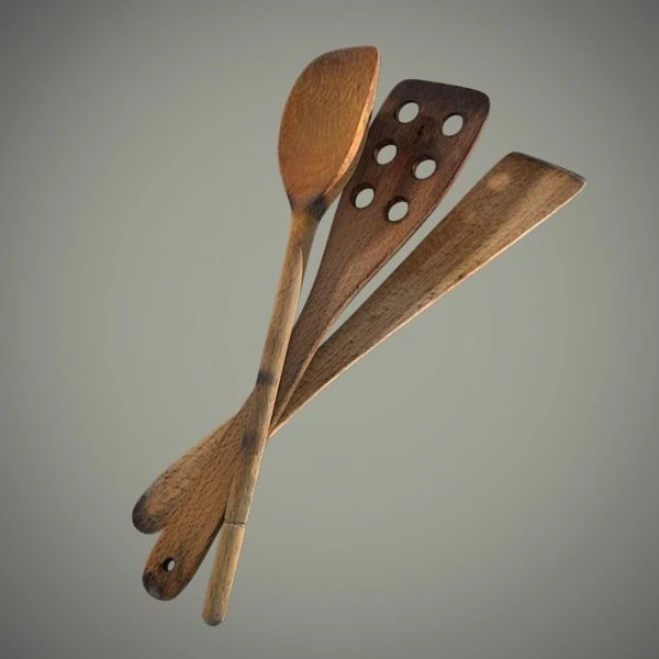 wooden spatula 3D Model .c4d .max .obj .3ds .fbx .stl .blend 