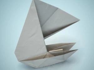 perahu origami Model 3D
