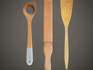 wooden spatula 2 3D Model