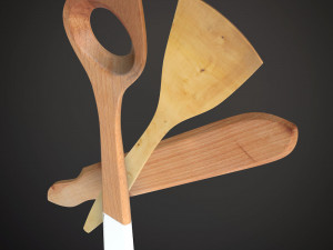 wooden spatula 2 3D मॉडल