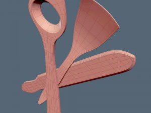 wooden spatula 2 3D Model