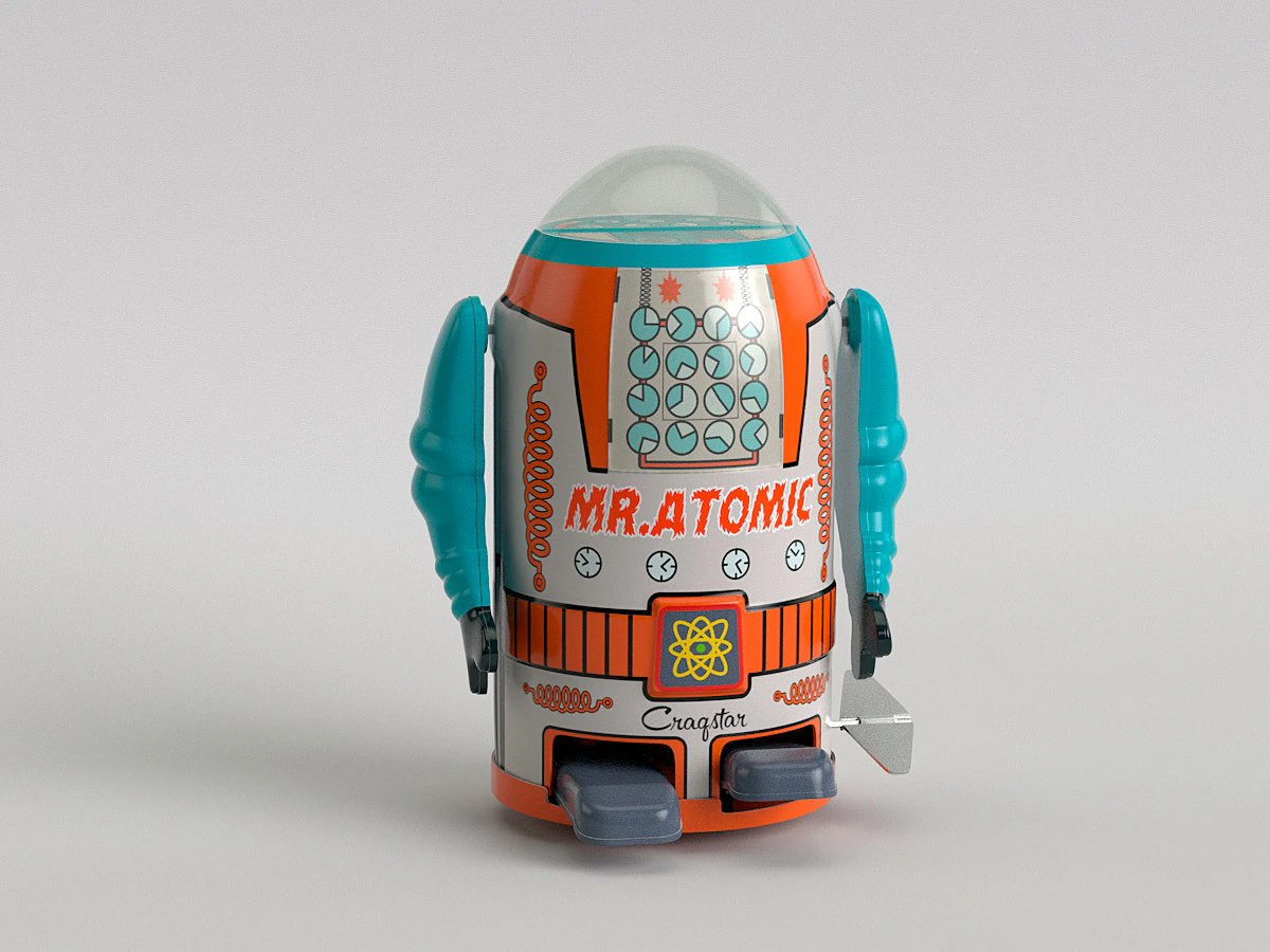 vintage tin toy robot 3D Model .c4d .max .obj .3ds .fbx .stl .blend 