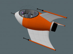 cartoon rocketship 3D Model