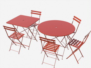 bistrot metal tables and chairs 3D Model