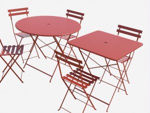 bistrot metal tables and chairs 3D Model