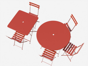 bistrot metal tables and chairs 3D Model