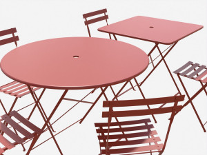bistrot metal tables and chairs 3D Model