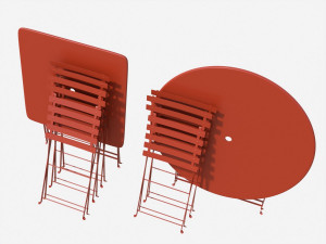 bistrot metal tables and chairs 3D Model