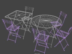 bistrot metal tables and chairs 3D Model