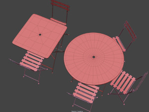 bistrot metal tables and chairs 3D Model