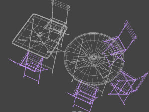 bistrot metal tables and chairs 3D Model