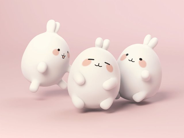Bunny kawaii 3D 모델 .c4d .max .obj .3ds .fbx .stl .blend 
