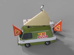 Foodtruck Pizza Low Poly Modello 3D
