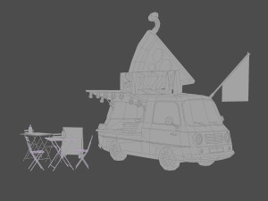 Foodtruck Pizza Low Poly Modello 3D
