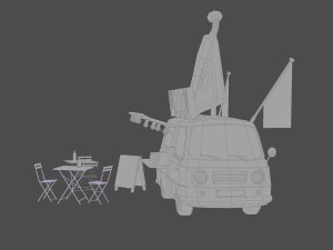 Foodtruck Pizza Low Poly Modello 3D