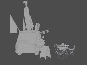 Foodtruck Pizza Low Poly Modello 3D