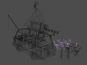 Foodtruck Pizza Low Poly Modello 3D