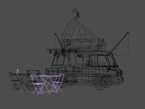 Foodtruck Pizza Low Poly Modello 3D