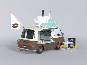 Foodtruck Coffee Low Poly Model 3D