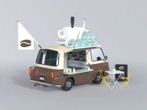Foodtruck Coffee Low Poly 3D Model