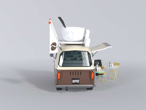 Foodtruck Coffee Low Poly Model 3D