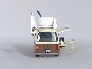Foodtruck Coffee Low Poly 3D Model