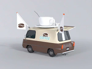 Foodtruck Coffee Low Poly 3D Model